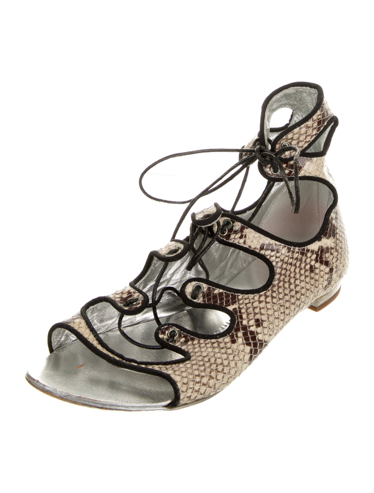 Giuseppe Zanotti Snakeskin Animal Print Lace-Up Boots